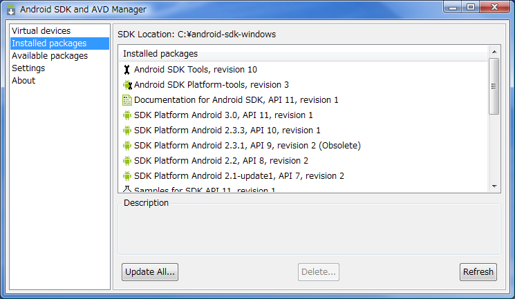 Android SDK and AVD Manager