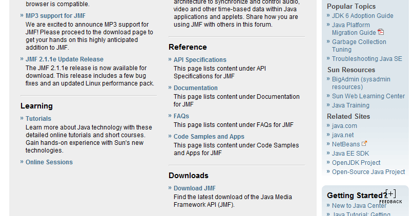 Java SE Desktop Technologies - Java Media Framework API (JMF)