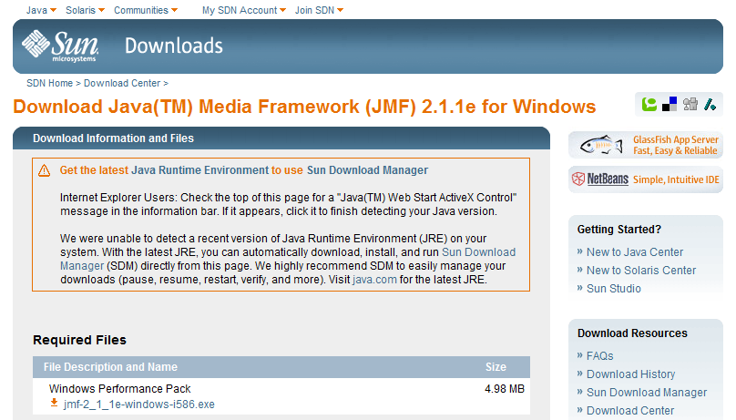 Download Java(TM) Media Framework(JMF)