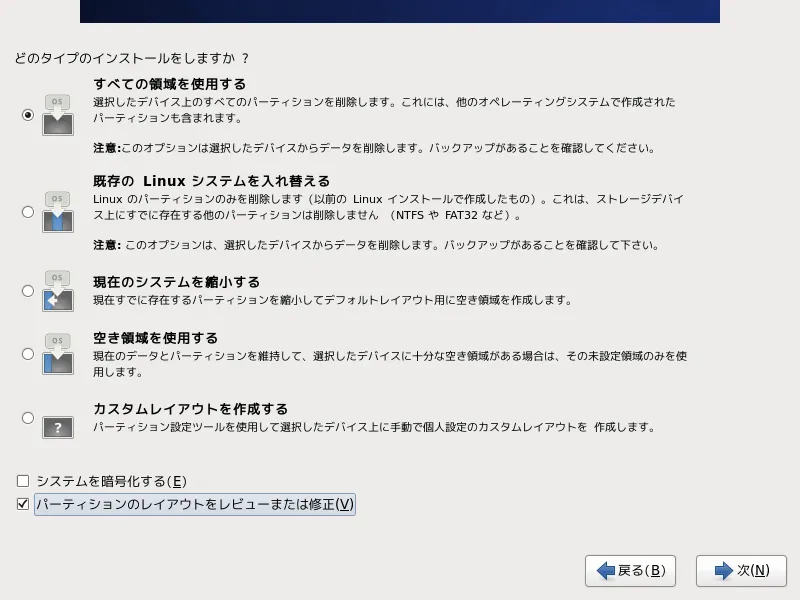 インストールの種類