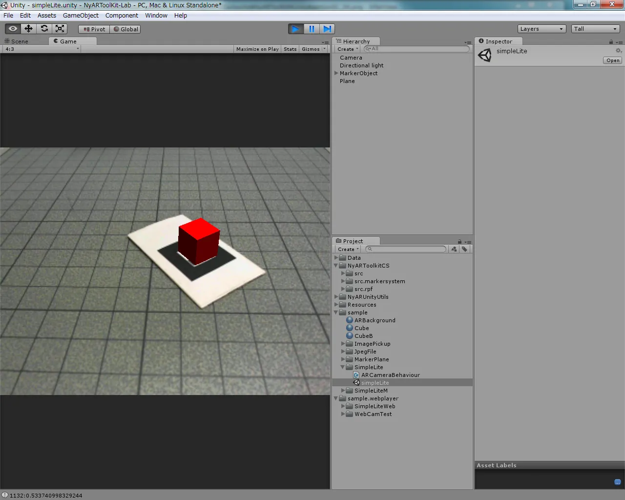Unity - SimpleLite.unity - NyARToolKit-Lab