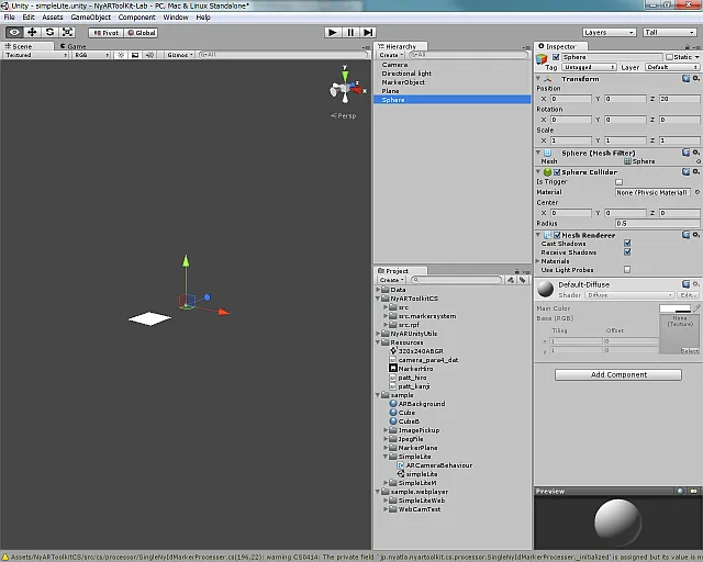 Unity - SimpleLite.unity - NyARToolKit-Lab