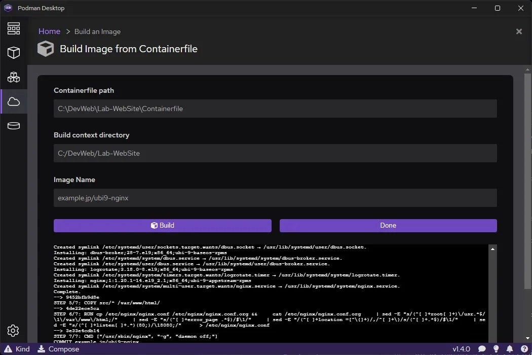 Done - Build Image from Containerfile